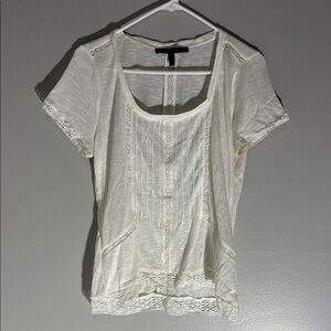 White House Black Market White Fitted Ribbed Blouse